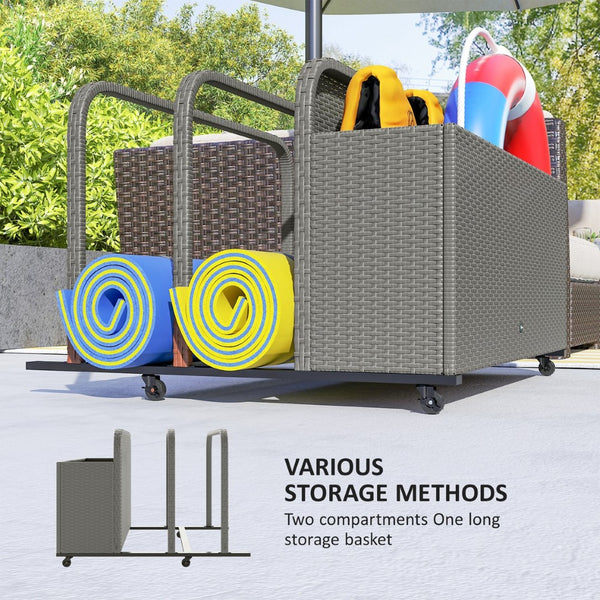 English Elm Outsunny Pe Rattan Outdoor Pool Float Organizer with Rolling Wheels Resort Style W2225P485590