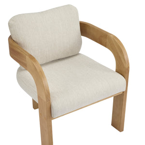 English Elm Christopher Knight Home® - 2-Pack Dining Chairs with Pillow Back and Curved Arms, Foam Seat Comfort, Sturdy Rubber Wood Frame Beige+Natural N779P298399B