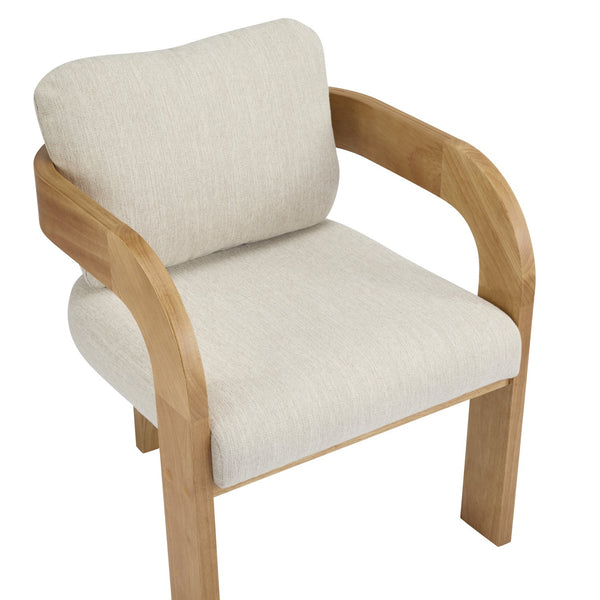 English Elm Christopher Knight Home® - 2-Pack Dining Chairs with Pillow Back and Curved Arms, Foam Seat Comfort, Sturdy Rubber Wood Frame Beige+Natural N779P298399B