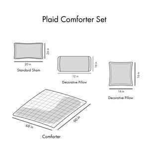 English Elm Twin/Twin Rudy Plaid Comforter Set – Ultra-Soft Microfiber, Antimicrobial Freshness, Gray/Black Chic B03595843