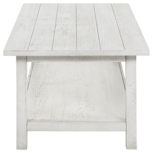 English Elm Castleton Distressed White Wood Coffee Table With Storage Shelf For Rustic Modern Living Rooms B062P375518