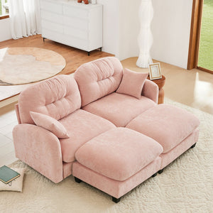 English Elm Cloud Sectional Sofa - Premium Chenille With Soft Pillows, Ergonomic Design, Tufted Backrest, Pink Elegance W714S01386