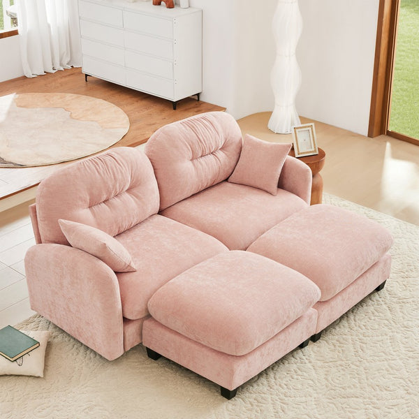 English Elm Cloud Sectional Sofa - Premium Chenille With Soft Pillows, Ergonomic Design, Tufted Backrest, Pink Elegance W714S01386