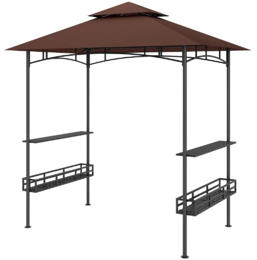 English Elm 2-tier Outdoor Bbq Gazebo with Vented Canopy Side Shelves and Galvanized Metal Frame T3971P427104