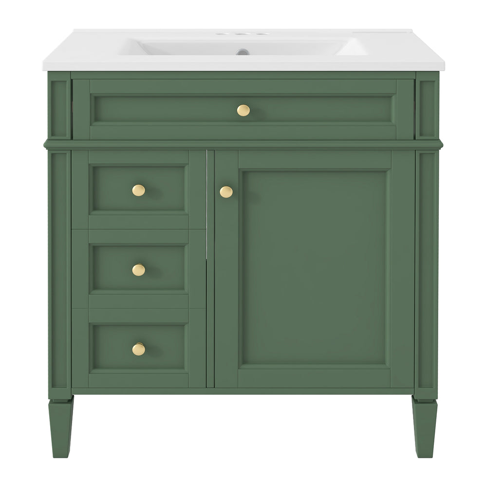 English Elm 30'' Modern Bathroom Vanity With Ceramic Sink, Ample Storage & Soft-Close Drawers For Elegance N710P206904F