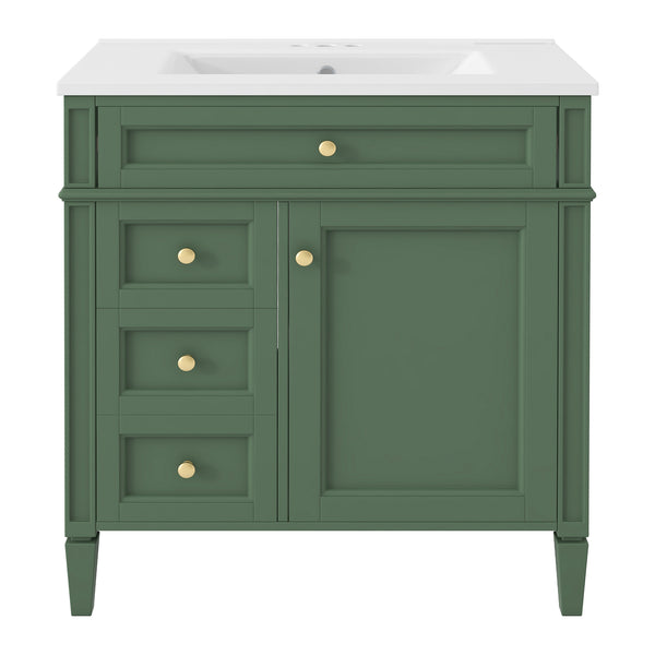 English Elm 30'' Modern Bathroom Vanity With Ceramic Sink, Ample Storage & Soft-Close Drawers For Elegance N710P206904F