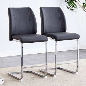 English Elm A Set Of Two Chairs With Silver-Plated Metal Legs. Small Size, Suitable For Select Groups, Suitable For Dining Room, Kitchen, Terrace and Guest Office Chairs (Set Of 2)