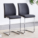 Silver-Plated Metal Leg Chairs, Set of 2. Small Size for Dining Room, Kitchen, Terrace, Guest Office.