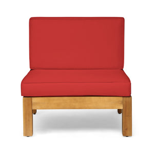 English Elm Christopher Knight Home® - Brava X-Back 3-Seater Outdoor Sectional Sofa Set – Vibrant Acacia Wood With Water-Resistant Cushions 64491.00-64492.00-64493.00RED