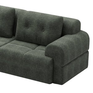 English Elm Modular Sectional Sofa with Chaise Full Foam Build Woven Fabric for Living Room Blackish Green W2379S00006