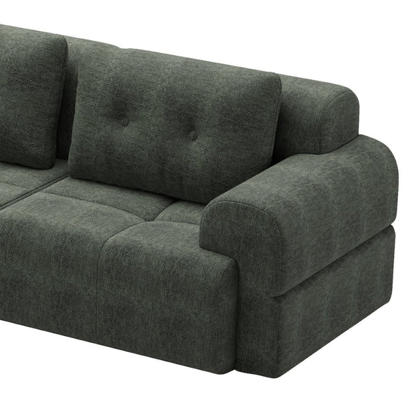 English Elm Modular Sectional Sofa with Chaise Full Foam Build Woven Fabric for Living Room Blackish Green W2379S00006
