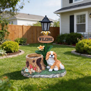 English Elm Sitting Corgi Resin Planter Sculpture Whimsical Porch Garden Decor with Succulent Cavity W5398P464242