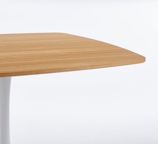 English Elm 42 42 Inch Square Dining Table Mid-Century Tulip Design for 4-6, Sturdy Metal Pedestal Base, Easy Assemble Oak W3766P370364