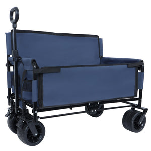 English Elm 3-in-1 Convertible Folding Wagon with Bench Seat Steel Frame 500lb Capacity Dark Blue W2932P283541