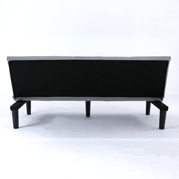 English Elm The 67-inch light gray PVC multifunctional sofa bed with cup holders, one-click fold, 500lb capacity W3371P354627