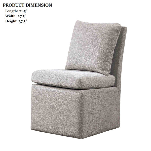 English Elm Light Gray Finish Contemporary Dining Chair Set of 2 with Removable Back Pillow, Casters, Cushioned Comfort for Modern Homes Cafés B2741P406963