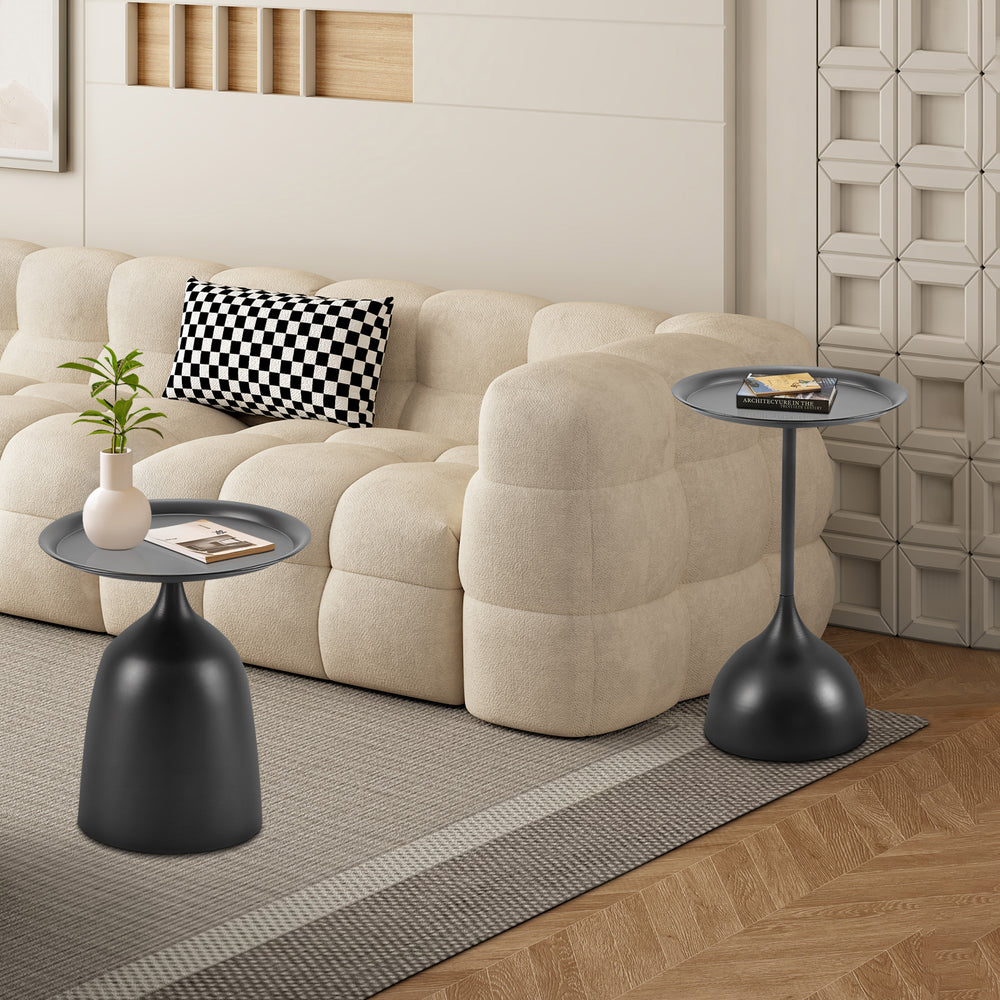 English Elm sidetable Black Metal Side Table Set, Sturdy Dual Tier Design, 35lb Load, Easy 3-Minute Assembly W347P235137