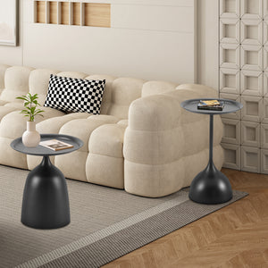 English Elm sidetable Black Metal Side Table Set, Sturdy Dual Tier Design, 35lb Load, Easy 3-Minute Assembly W347P235137