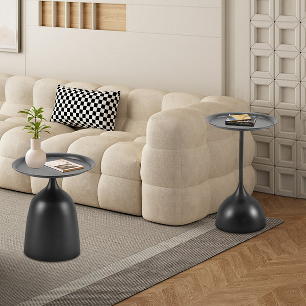 English Elm sidetable Black Metal Side Table Set, Sturdy Dual Tier Design, 35lb Load, Easy 3-Minute Assembly W347P235137