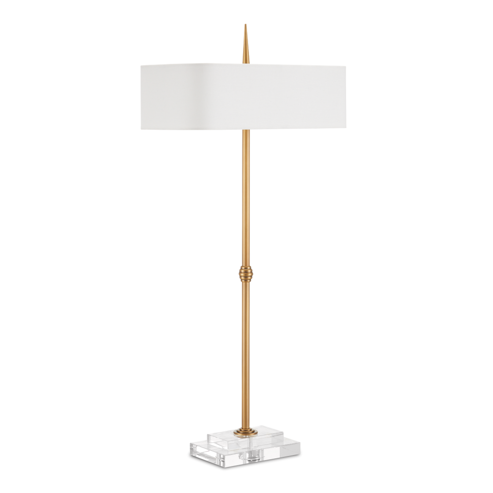 Caldwell Antique Brass Table Lamp with Bone Linen Shade - Elegant Design for Classic Interiors