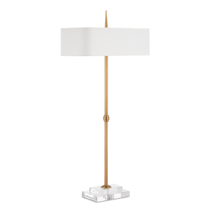 Caldwell Antique Brass Table Lamp with Bone Linen Shade - Elegant Design for Classic Interiors