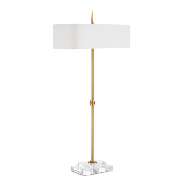 Caldwell Antique Brass Table Lamp with Bone Linen Shade - Elegant Design for Classic Interiors