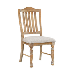 English Elm Traditional Weatherford Farmhouse Chairs Set of 2, Wheat Acacia Veneer Vertical Slat-Back Side Chairs with Textured Upholstery B011P239563