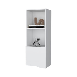 English Elm Pima Recessed Wall Cabinet in White Melamine with 3 Shelves, 1 Door — Slim Built-In Storage Solution B128P237130