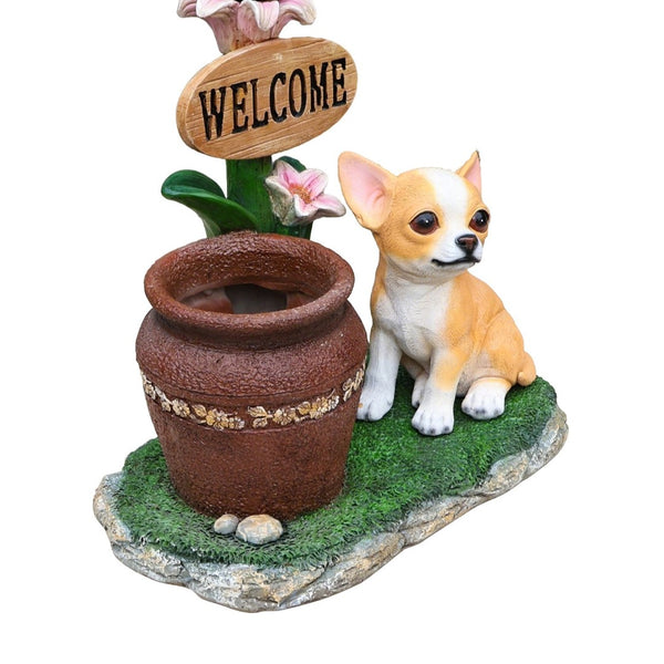 English Elm Sitting Corgi Resin Planter Sculpture Whimsical Porch Garden Decor with Succulent Cavity W5398P464253