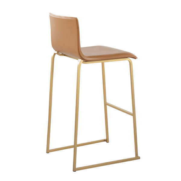 English Elm Mara Modern Barstool Set of 2 – Faux Leather Upholstery, Gold Steel Frame, Built-In Footrest, Sturdy Camel B202P222230