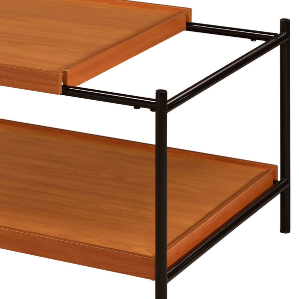 English Elm Honey Oak & Black Modern 2-Shelf Coffee Table – Stylish Storage For Living Room & Family Spaces B062P181394