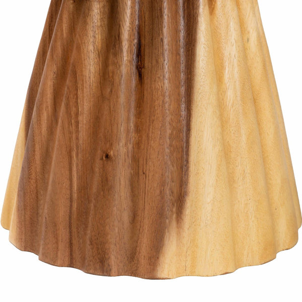 English Elm Hand-carved Solid Suar Wood Pedestal Accent Table with Scalloped Edge Boho Decor B2750P467852