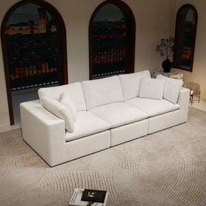 English Elm 108.3*39.4"modular Sectional Sofa Plush Corduroy Three Piece Reversible Chaise Living Room White W3819S00084