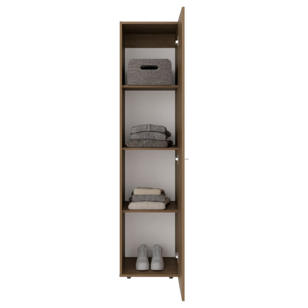English Elm Violet Freestanding Wardrobe with Four Shelves Beige Wood Tone Bedroom Storage B092P474494