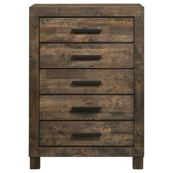 English Elm Bren Five Drawer Chest Rubberwood Grain Build Farmhouse Bedroom Storage B062P451984