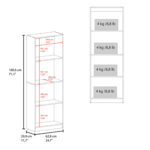 English Elm Bookcase Benzoni Nova Stained Walnut – Modern 4-Shelf Engineered Wood Storage, Durable Elegance B092P386504 B092P386504
