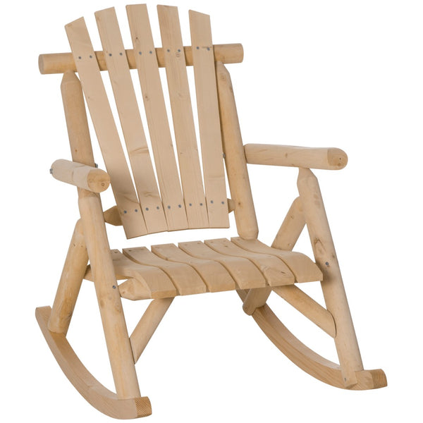English Elm Outsunny Rustic Adirondack Rocking Chair For Relaxation - Elegant Wooden Design For Patios & Gardens W2225P217108-GIGA