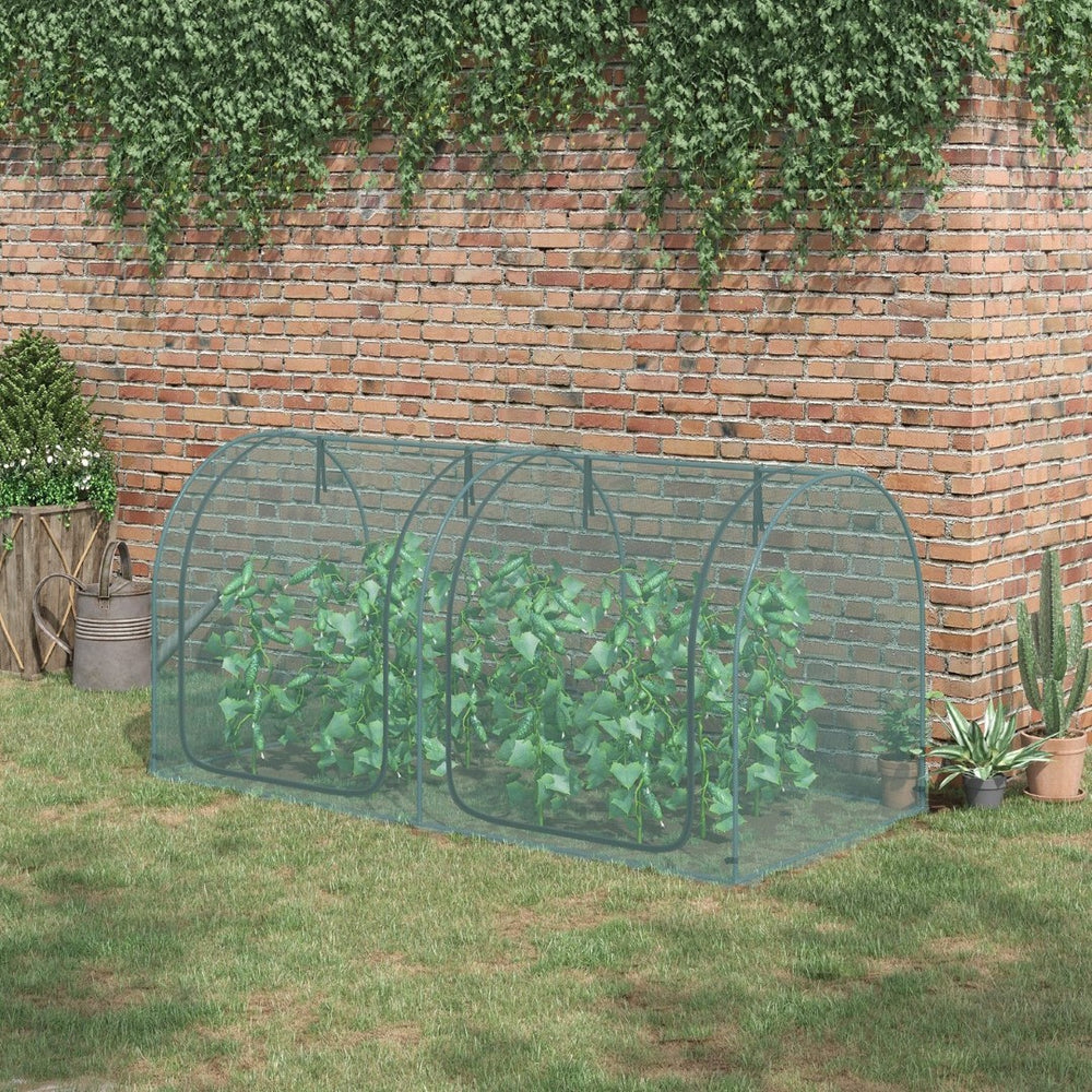English Elm Outsunny Garden Crop Cage Hdpe Mesh Plant Protection Tent with Zippered Access Doors W2225P174512