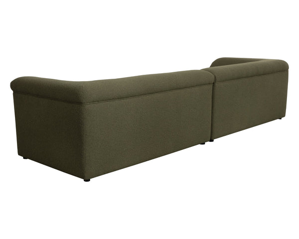 Sunpan Gladys Sofa - Contemporary Curved Design With Sturdy Wooden Frame In Chic Copenhagen Olive Fabric Green Fabric 111955