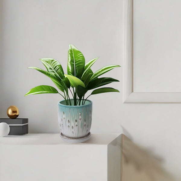 English Elm Set Of 2 Modern Ceramic Flowerpots With Drainage Holes - Stylish Planters For Indoor & Outdoor Use W3273P322553-GIGA