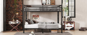 English Elm Metal Queen-Over-Queen Bunk Bed For Teens & Adults - Sturdy, Space-Saving, Noise-Reducing Design W1580S00340