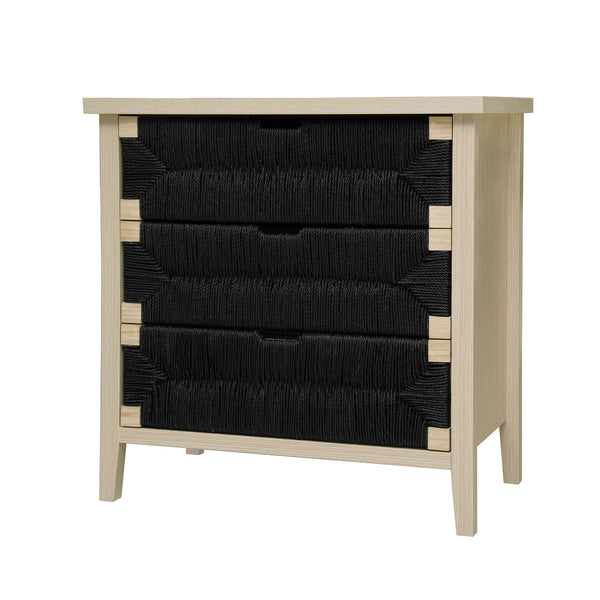 English Elm 3 Drawer Buffet Sideboard with Hand-Woven Rope Fronts, Waterproof Top, Adjustable Shelves, Anti-Tip Pads W688P237931