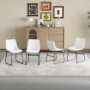 English Elm Set Of 4 Modern White Pu Leather Chairs – Stylish, Ergonomic, And Easy-Clean For Any Space! W3226P279062-GIGA