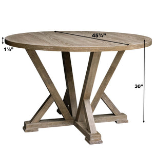 English Elm Modern Farmhouse Round Rubberwood Dining Table Seats Four Wire Brushed Rustic Finish W2537P369840