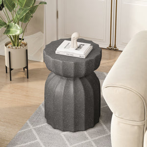 English Elm 13" Modern Outdoor Indoor Waterproof Cement Side & Coffee Table Set, Durable 265lb Capacity Patio Seating Grey W757P332043