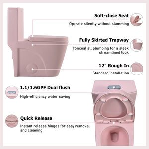 English Elm One-piece Elongated Porcelain Toilet Dual Flush Ada Comfort Height Soft Close Seat W1920P425616