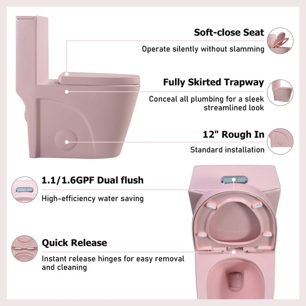 English Elm One-piece Elongated Porcelain Toilet Dual Flush Ada Comfort Height Soft Close Seat W1920P425616