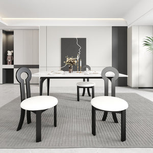 English Elm Vintage Rubber Solid Wood Dining Chair Set of 2 — Plush Berber Fleece Upholstery, Water & Stain Resistant, 280 lb Capacity Black,White W1535P281504