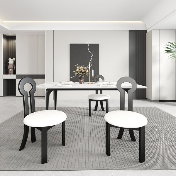 English Elm Vintage Rubber Solid Wood Dining Chair Set of 2 — Plush Berber Fleece Upholstery, Water & Stain Resistant, 280 lb Capacity Black,White W1535P281504