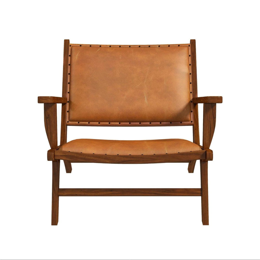 English Elm Daniel Genuine Leather Accent Chair Tapered Walnut Legs Mid-century Modern Lounge B183P231841